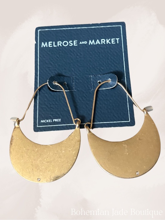 Melrose and Market Jewelry - Melrose and Market Gold Tone Crescent Drop Earrings Rhinestone Nickel Free NWT